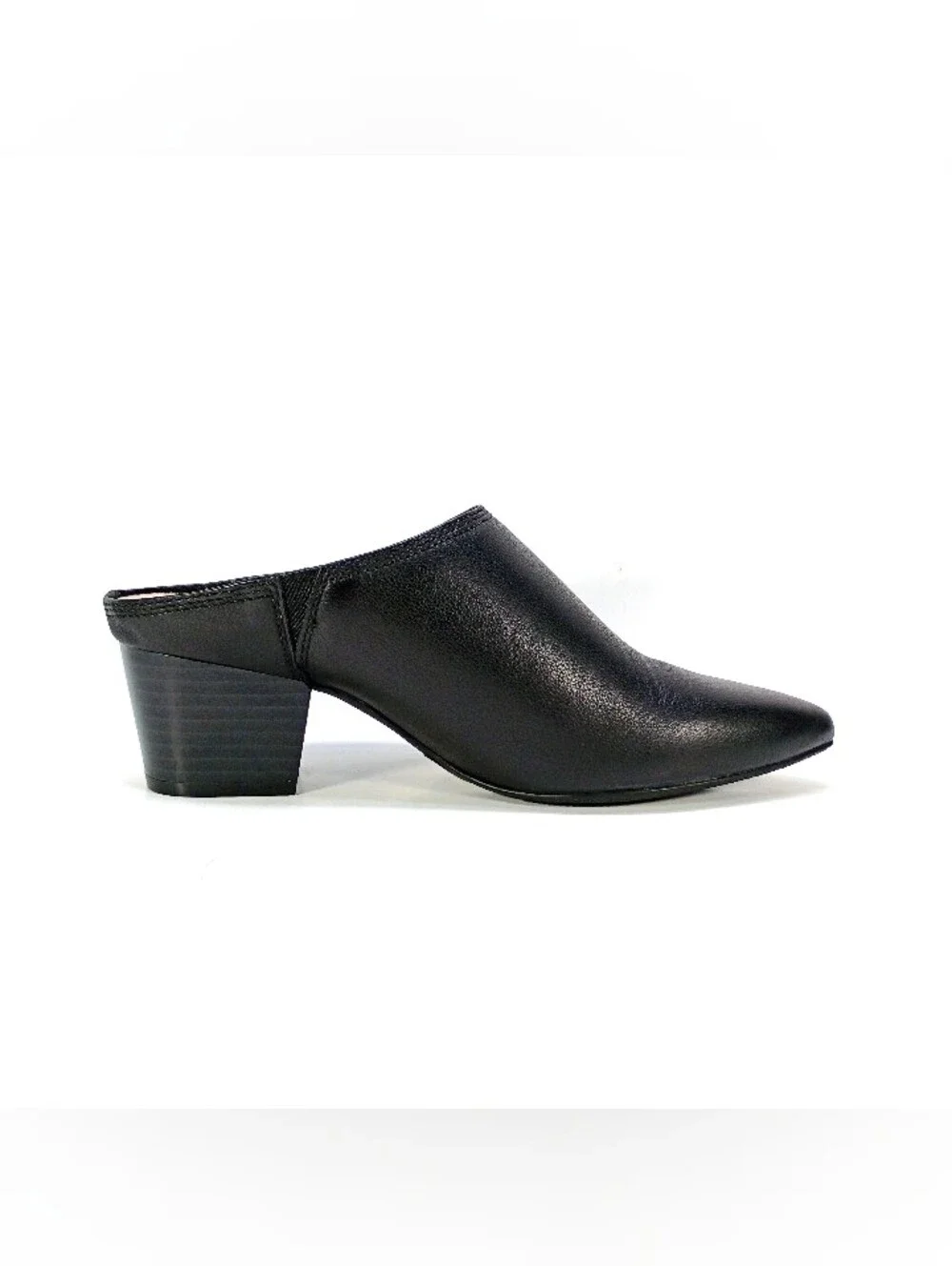 Clarks Ellanie Pace Womens 6.5 Black Leather Point Toe Slip On Block Heel Pumps